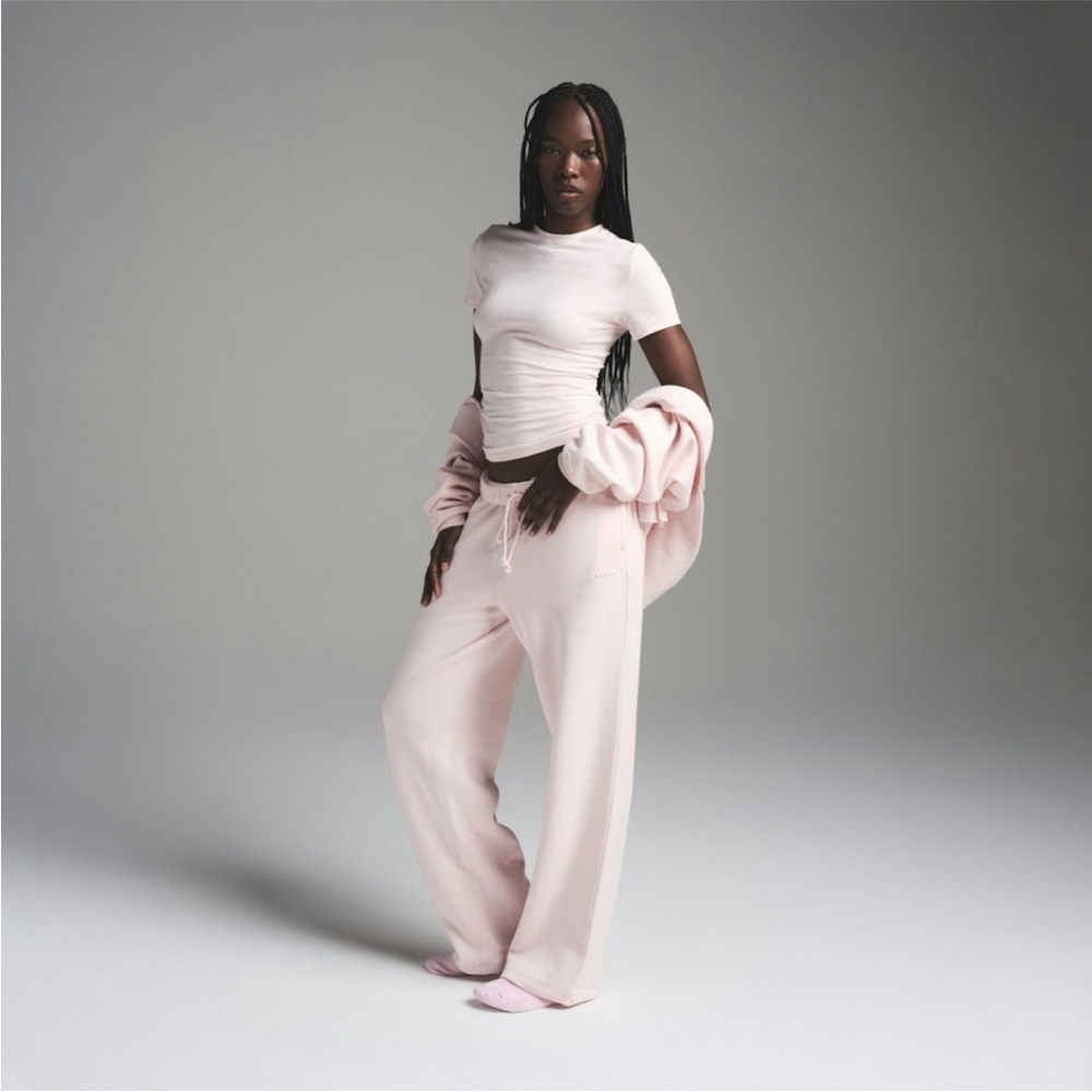 SKIMS Pink Wide-Leg Track Pants